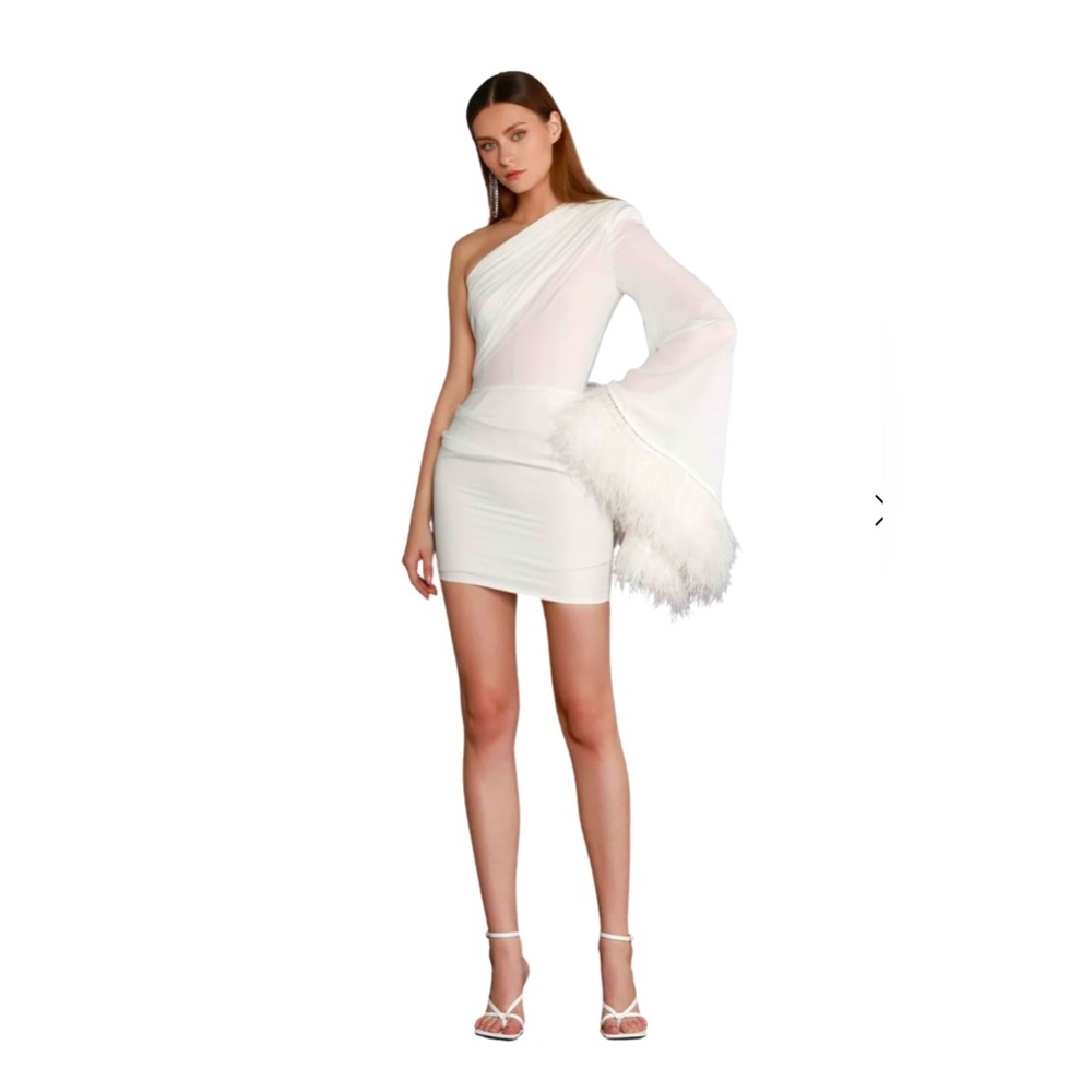 Bronx and banco fire blanc one-shoulder mini dress